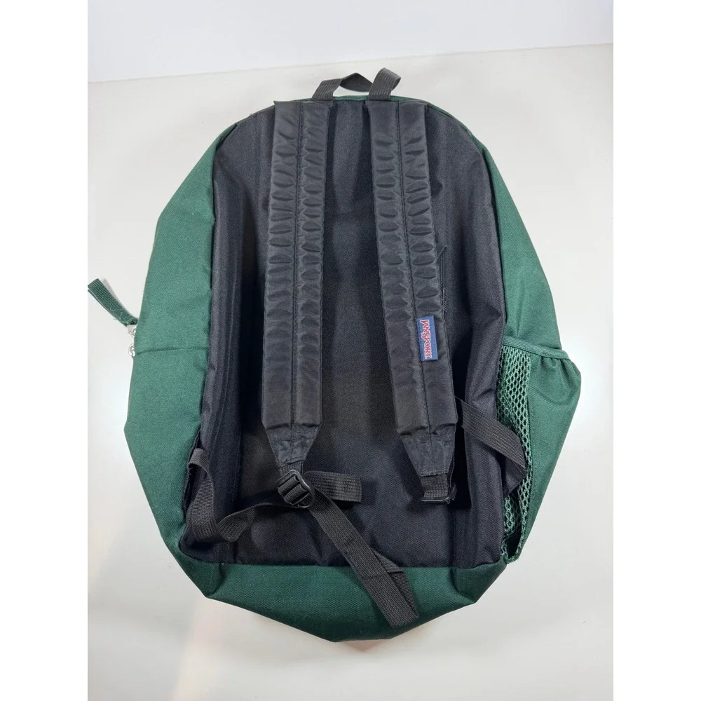 JanSport Cross Town Backpack Green Two Zipper Bottle Pocket School Travel